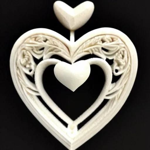 Image similar to intricate heart finely carved into ivory, c anon 5 d 5 0 mm lens