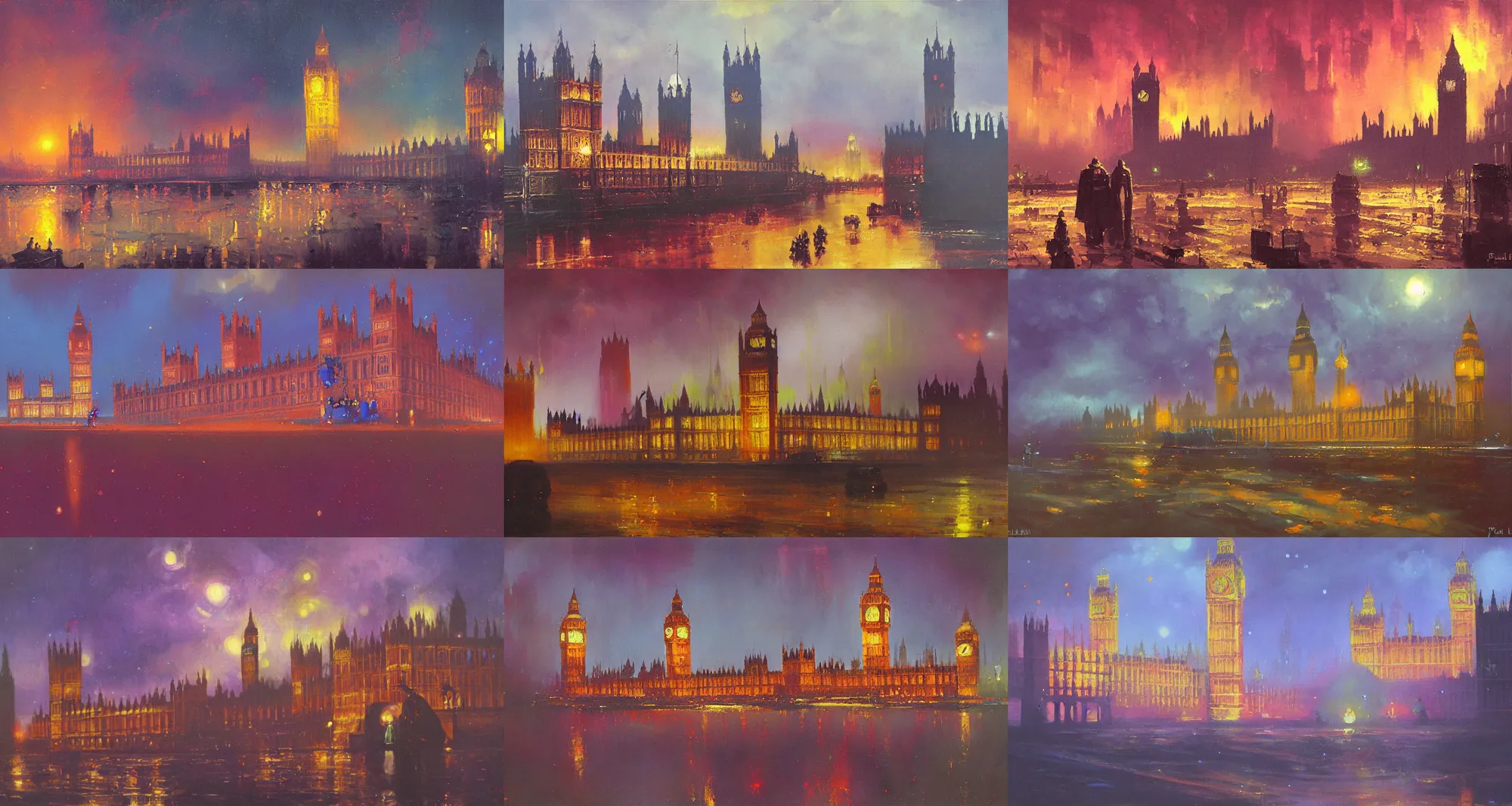 Prompt: Westminster palace by Paul Lehr