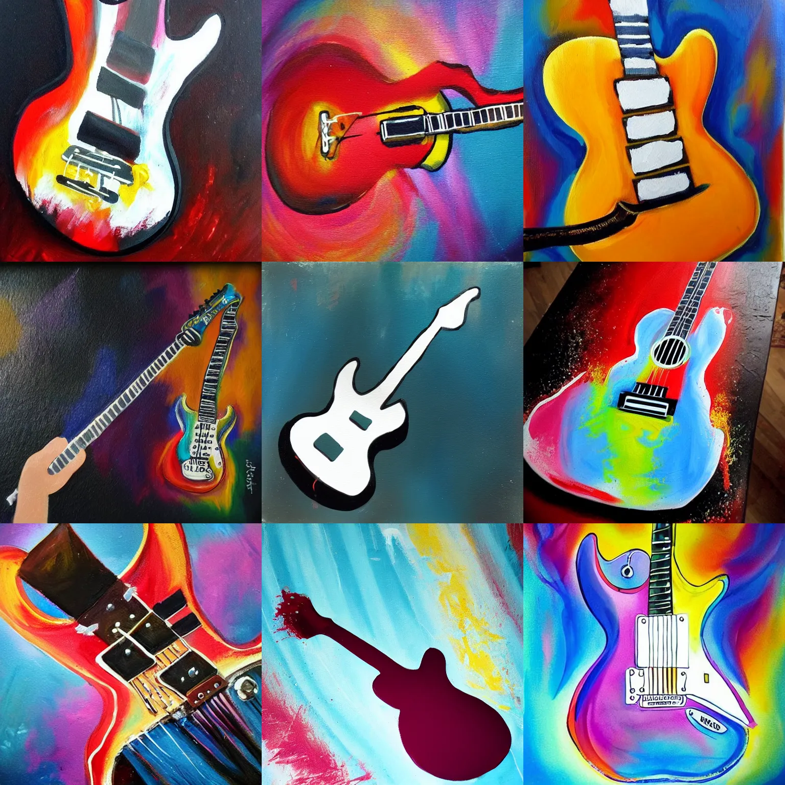 Prompt: paint - pour - guitar