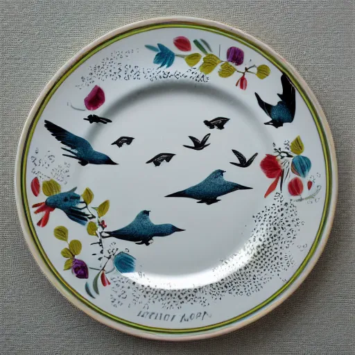 Image similar to decorative plates depicting migratory birds.