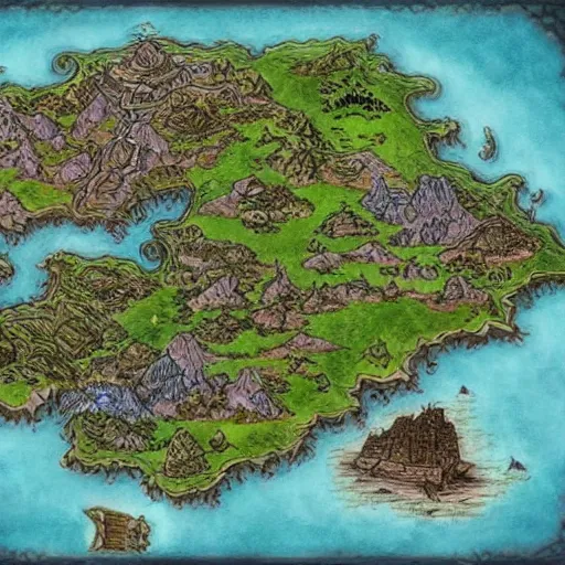 Prompt: Map in the style of World of warcraft map, hyper detailed
