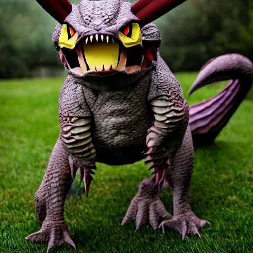 Image similar to real life Pokemon, creepy!!!, scaly!!!, menacing, evil, ultra realistic!!!, daytime, slight overcast, sharp focus