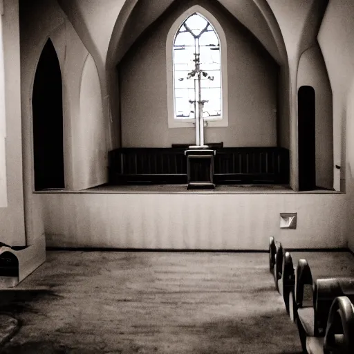 Image similar to creepy church nursery liminal space, dark photograph