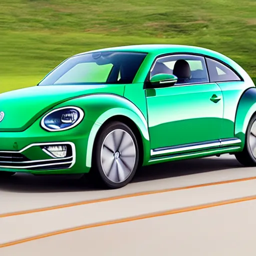 Image similar to volkswagen beetle 2 0 2 4 new model, green, professional photo