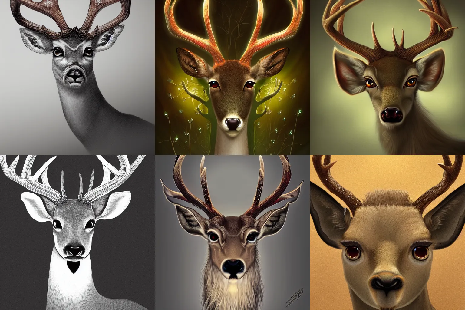 Prompt: Pale Six-eyed Deer, detailed award-winning digital 2d fantasy art, trending on ArtStation