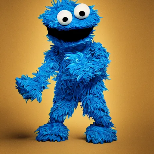 Image similar to cookie monster smoking a blunt turning into a weed bud stylised jonathan zawada photography portrait