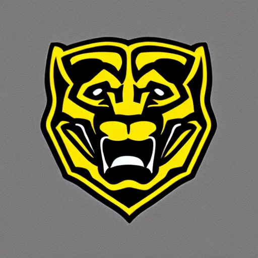 Prompt: a golden panther head logo, sports logo, esports mascot, simplistic, high school mascot,