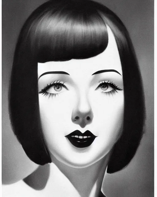 Prompt: colleen moore 3 3. 5 years old, bob haircut, portrait painted by stanley artgerm, casting long shadows