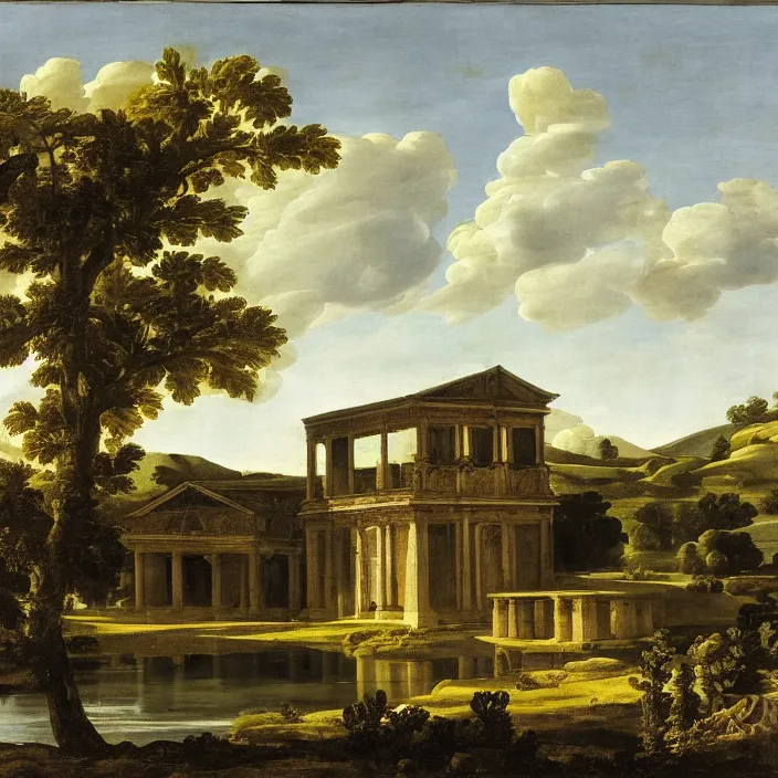 Image similar to a building in a serene landscape, by gian lorenzo bernini