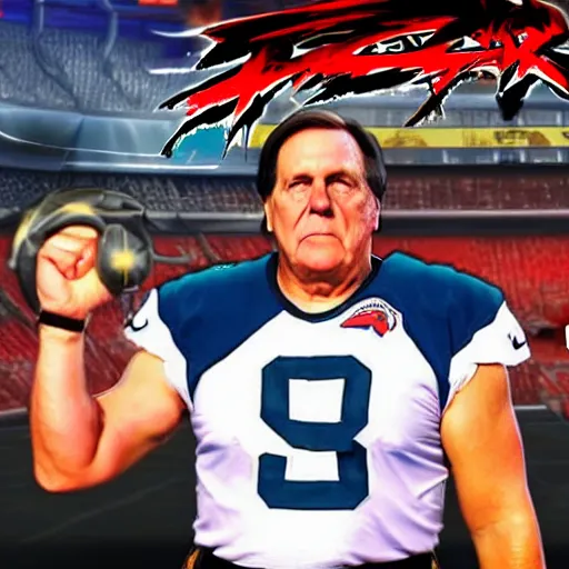 Prompt: coach belichick as a new street fighter character, screenshot, character select