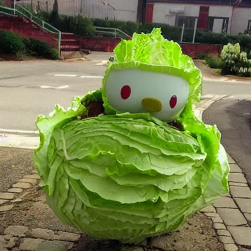 Image similar to a cabbage dressed as a duck