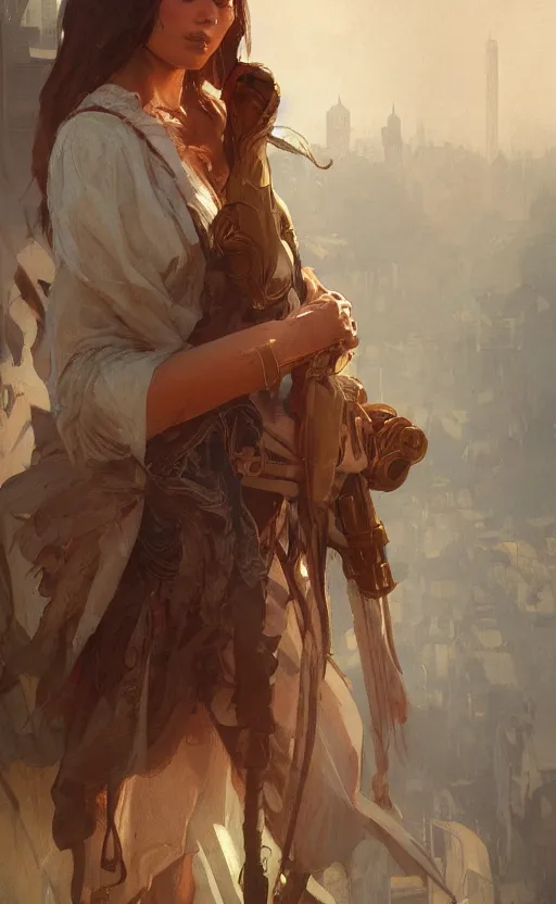 Image similar to a person that is themed like israel, highly detailed, digital painting, artstation, concept art, sharp focus, illustration, art by greg rutkowski and alphonse mucha