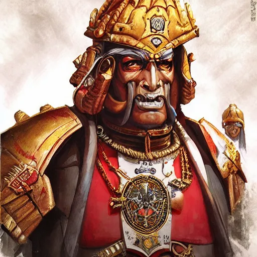 Prompt: Portrait of indian prime minister narendra moodi as the emperor of humanity from warhammer 40k made by stanly artgerm lau, wlop, rossdraws, james jean, andrei riabovitchev ,marc simonetti