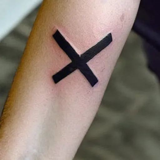 Image similar to a small black tattoo on the arm, symbol, whole tattoo, realistic, very detailed