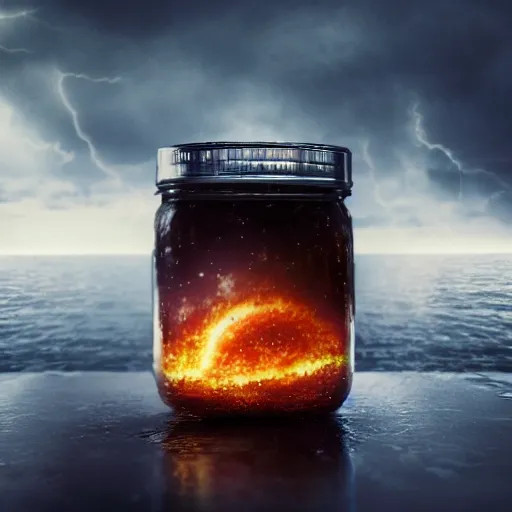 Image similar to storm in a jar, cinematic, detailed, hd