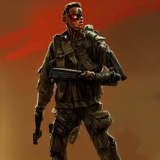 Prompt: terminator in world war one setting, pixar style, concept art, artstation