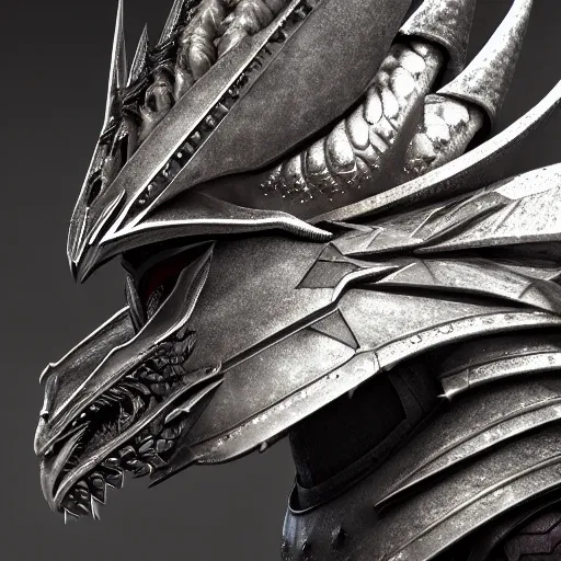 Image similar to highly detailed realistic stunning close up shot of a beautiful anthropomorphic female knight but as a dragon, doing a hot majestic pose, well designed female dragon head, armor made of steel, sharp claws, HD octane render, epic cinematography, fantasy, Artstation, Deviantart, Furaffinity