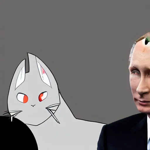 Image similar to vladimir putin with cat ears, anime style