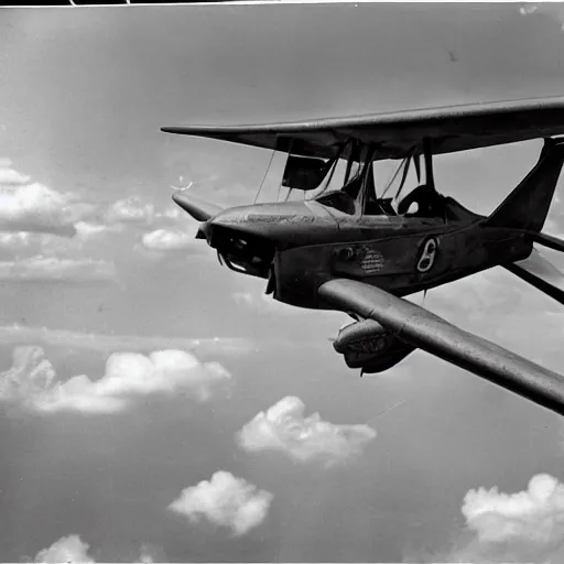 Prompt: Iguana flying a plane, vintage photograph