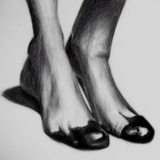 Prompt: Pencil sketch of feet