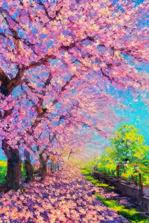 Image similar to Hanami flowers in impressionism style