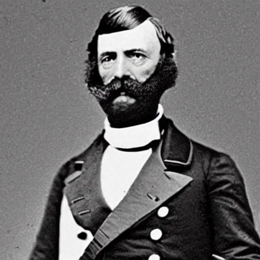 Prompt: A 1858 photo of General Pitzer - a union General known for his pipe that blew bubbles