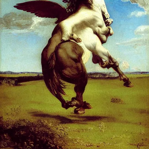 Image similar to pegasus painting by gustave courbet