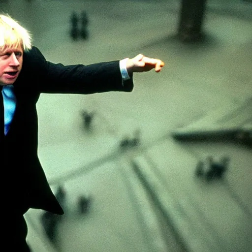 Image similar to Boris Johnson in the matrix movie, green lighting