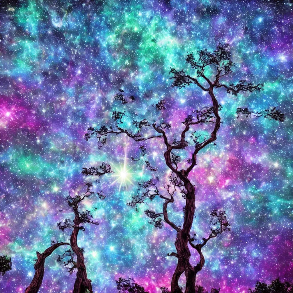 Prompt: magical trees of life in the galaxy 🌌