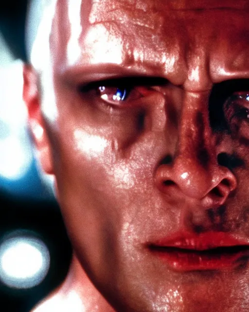 Image similar to Film still close-up shot of Dwayne Johnson as the T-1000 from the movie Terminator 2. Photographic, photography