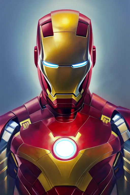 Image similar to elon musk as iron man smiling, realistic portrait, symmetrical, highly detailed, digital painting, artstation, concept art, smooth, sharp focus, illustration, cinematic lighting, art by artgerm and greg rutkowski and alphonse mucha