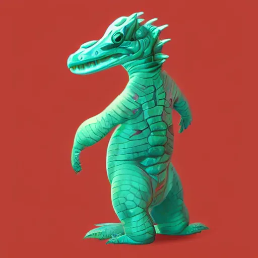 Prompt: An adorable human like saltwater crocodile+trending on artstation