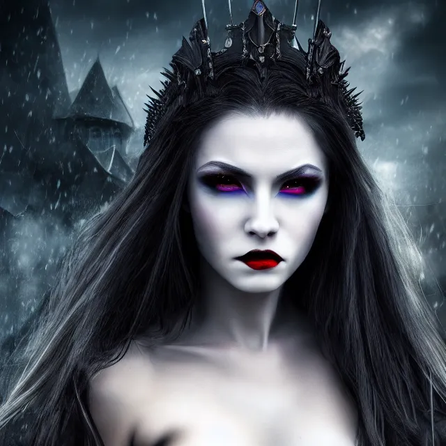 Prompt: photo of a beautiful! vampire warrior queen highly detailed 8 k hdr smooth sharp focus high resolution award - winning photo