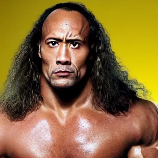 Image similar to the rock if he had long hair