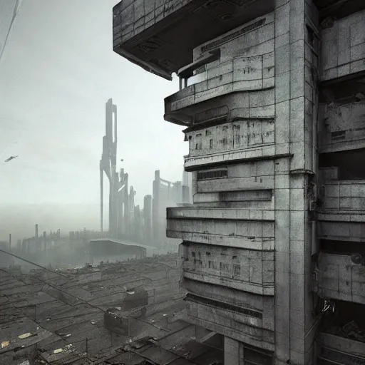 Sci Fi Concrete Brutalist Dystopian Architecture Stable Diffusion