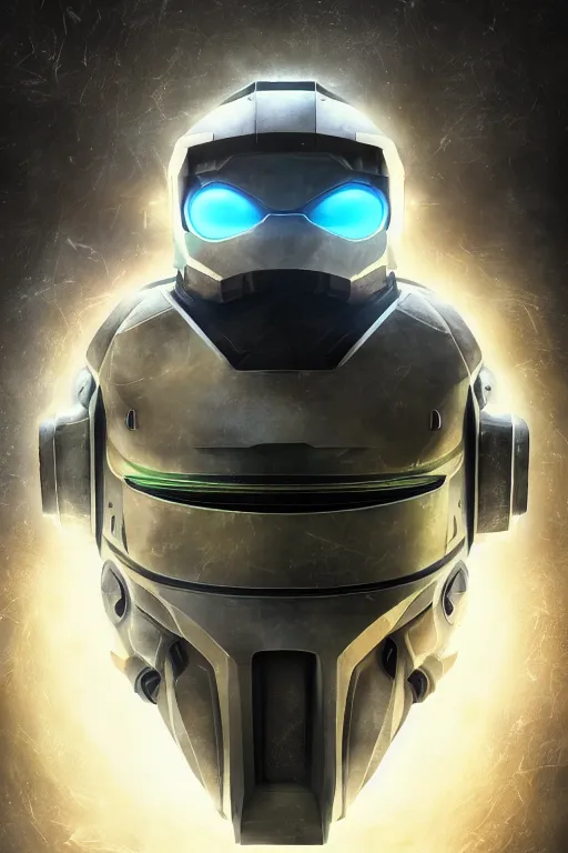 Image similar to robot ninja mask helmet halo master chief radiating a glowing aura global illumination ray tracing hdr fanart arstation by ian pesty and katarzyna da „ bek - chmiel