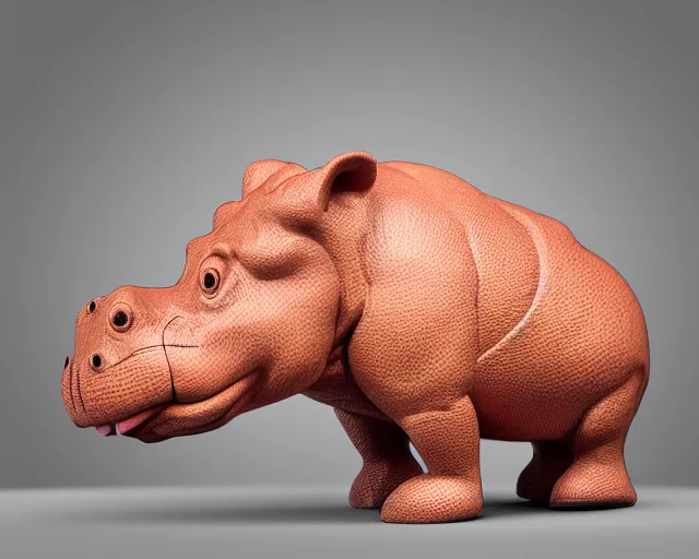 Image similar to cartoon hippopotamus vinyl figure, figure photography, anime stylized, high detail, 3D sculpture, product photography, studio lighting - H 640