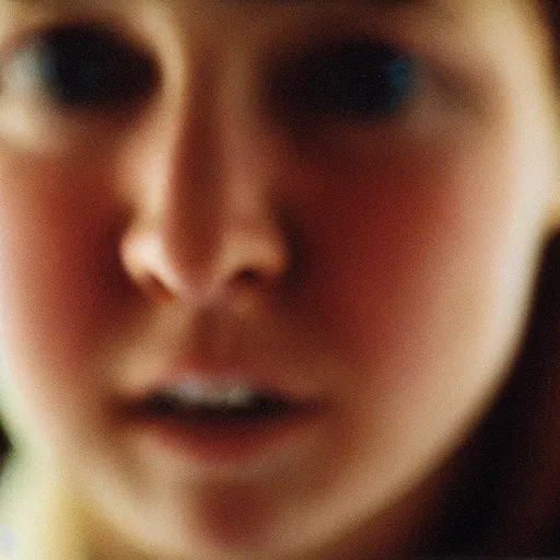 Image similar to a candid extreme closeup portrait of an expressive face of a scared young woman by annie leibovitz