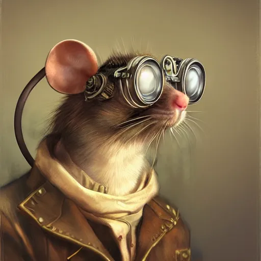 Image similar to a rat with steampunk googles, by ryohei hase