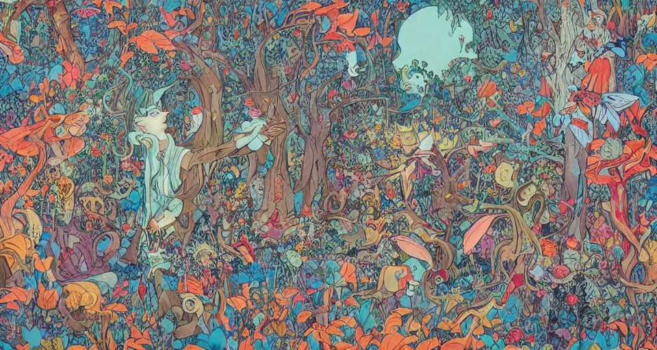 Image similar to Enchanted and magic forest, by james jean,