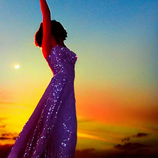 Prompt: the evening sky and the the dancing queen