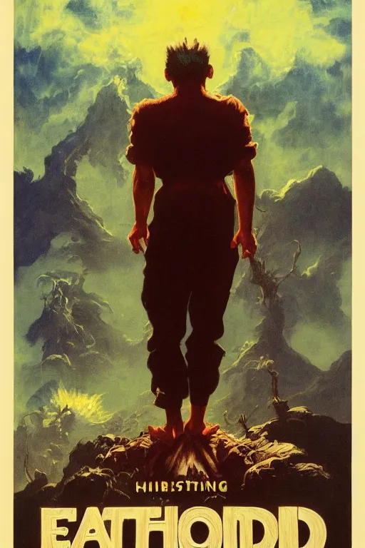 Prompt: Movie poster of EarthBound, Highly Detailed, Dramatic, A master piece of storytelling, by frank frazetta, ilya repin, 8k, hd, high resolution print