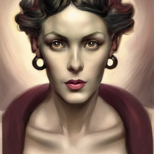 Image similar to a streamline moderne, art nouveau, multi - ethnic and multi - racial portrait in the style of charlie bowater, and in the style of donato giancola, and in the style of charles dulac. intelligent, expressive, very large eyes. symmetry, ultrasharp focus, dramatic lighting, photorealistic digital painting, intricate, elegant, highly detailed, symmetrical.