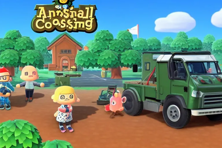 Prompt: tel missile truck in animal crossing