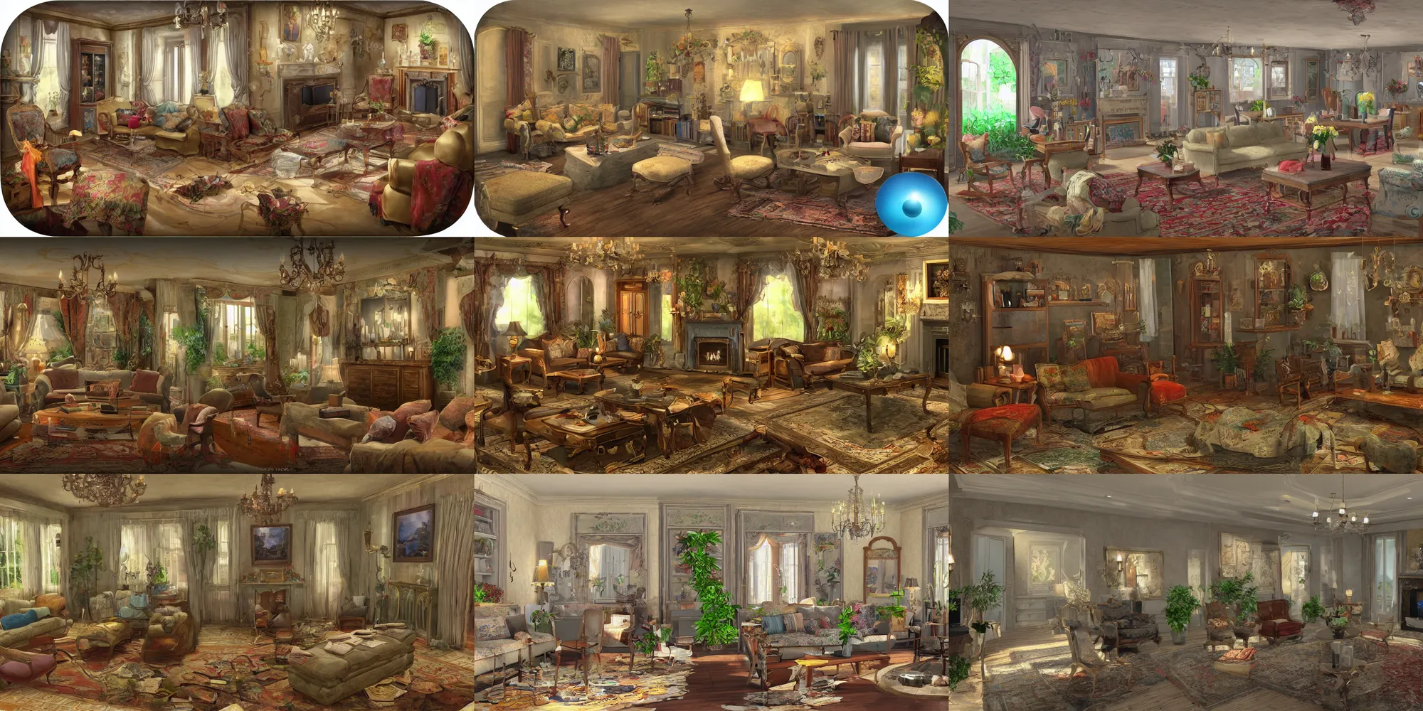 Prompt: hidden object game living room