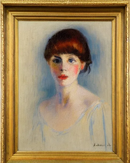 Prompt: impressionist portrait of a young woman, french art