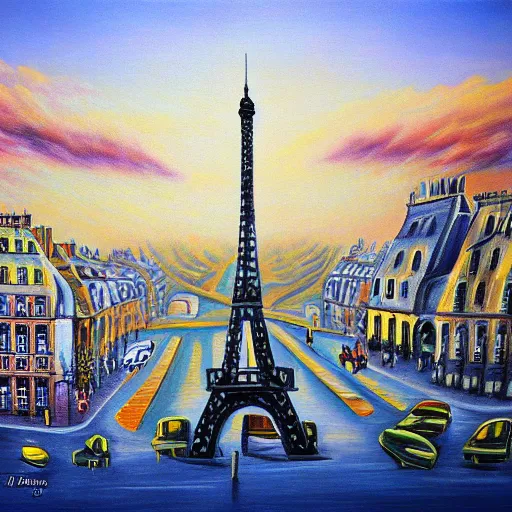 Image similar to surrealist painting of paris