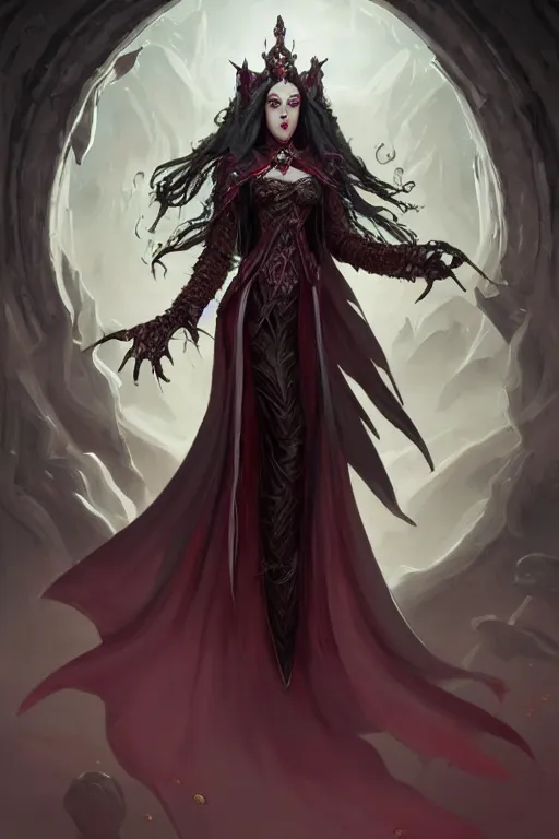 Prompt: beautiful vampire female queen, full body shot, ascending form the sky, hands reaching for her, wide angle shot, aerial view, lost souls, horror, d & d, fantasy, intricate, elegant, highly detailed, digital painting, artstation, concept art, matte, sharp focus, illustration, hearthstone, art by artgerm and greg rutkowski and alphonse mucha