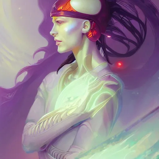 Image similar to portrait of a beautiful cybernetic emanation, side profile, by pete mohrbacher and artgerm and wlop, digital art, highly detailed, intricate, fantasy, mystical, Trending on Artstation HQ, deviantart, unreal engine, 4K UHD image