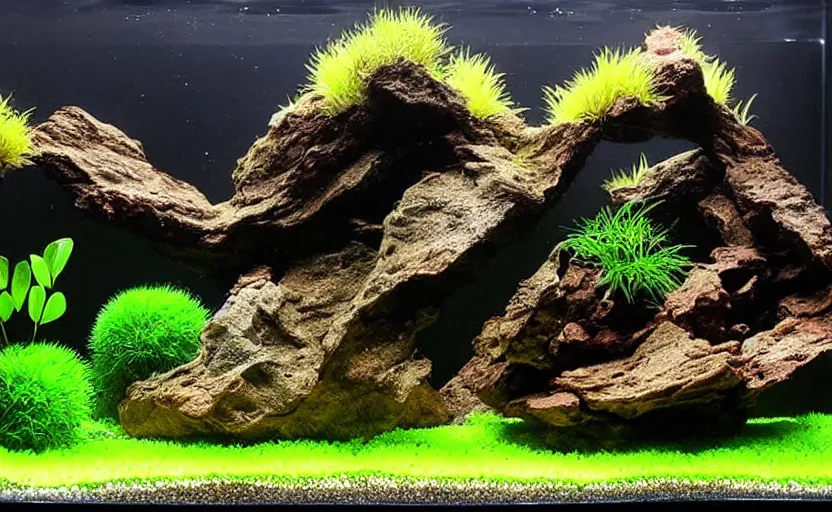 Image similar to iwagumi aquascape,!! takeshi amano!!, seiryu stone, rotala rotundifolia, anubias nana